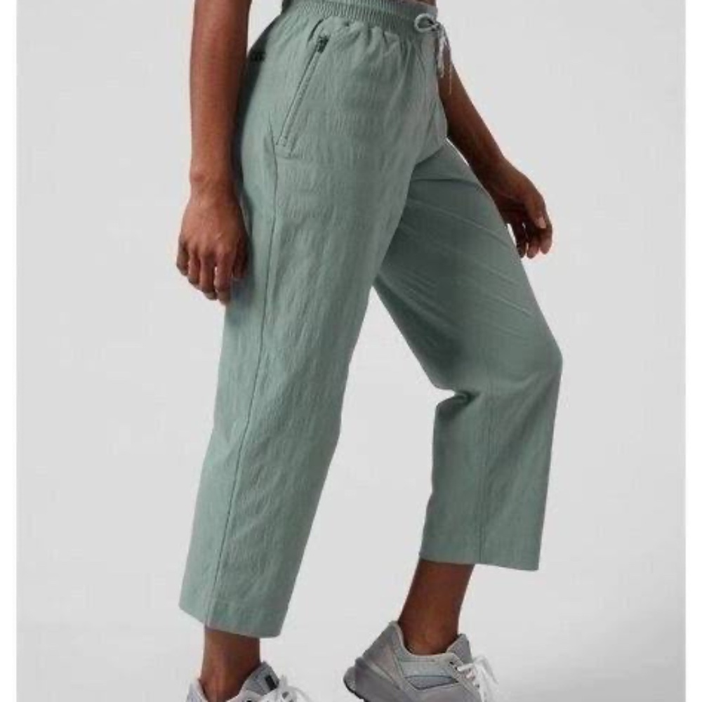 Athleta Sage Green Cropped Track Pants